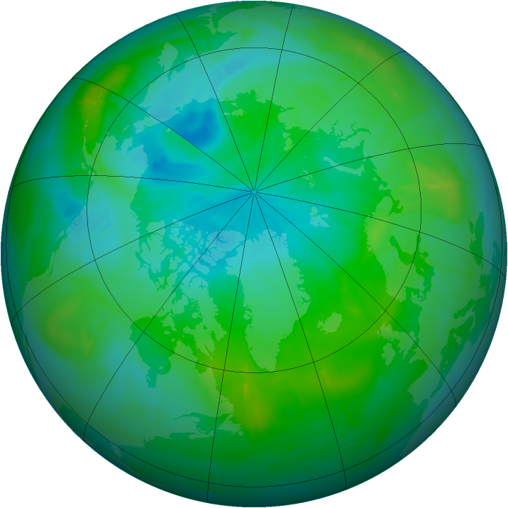 Arctic ozone map for 16 August 2009